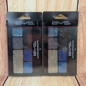 2 PK BYS Glitter Glitz 6 Pan Eyeshadow Palette Azure Blaze Eye Creme